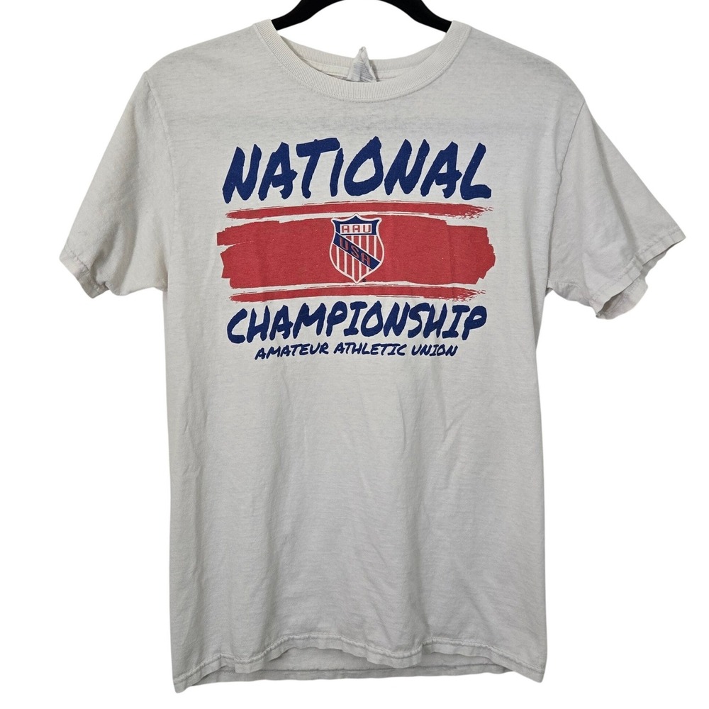 Fruit of the Loom AAU National Championship T-Shirt Sm  White Thrash Graphic Tee